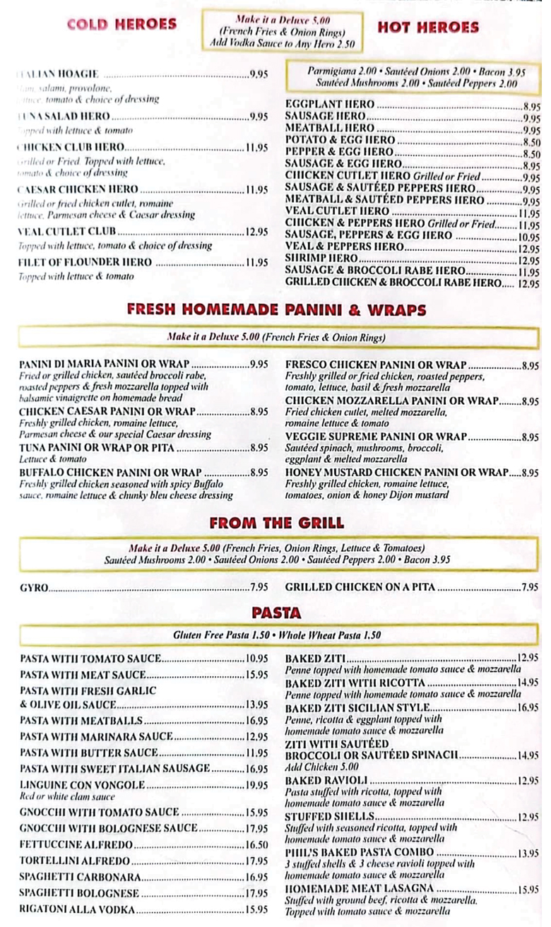 Italian specialties Pizzeria & Restaurant Flushing, NY Our Menu